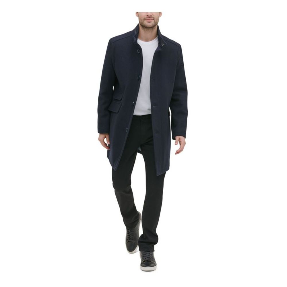 KENNETH COLE Mens Navy Button Down Coat L